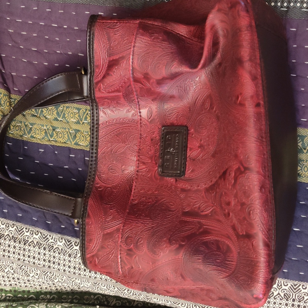 WT2- Relic Red Paisley Tooled Embossed Handbag